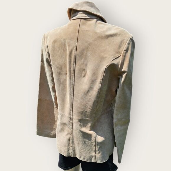 Massini Neutral Ivory Beige Leather Trench Medium - Picture 10 of 14